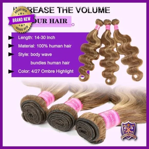 Human Hair Extensions 4 Bundles with Closure Body Wave 30 Inch